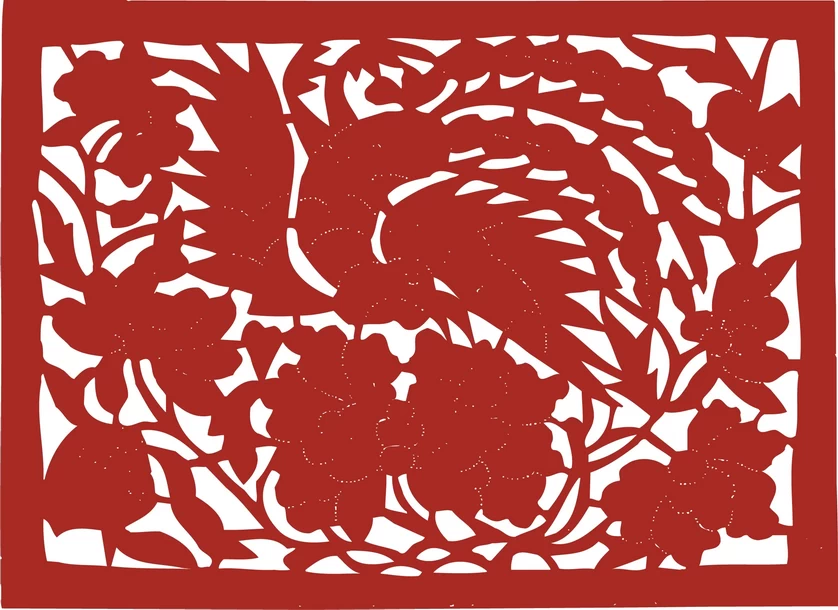 中国风中式传统喜庆民俗人物动物窗花剪纸插画边框AI矢量PNG素材【628】
